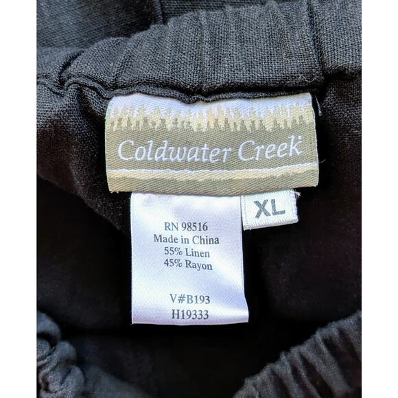 NEW Coldwater Creek Black Linen Blend High Rise Drawstring Comfy Pants Size XL - Picture 7 of 9